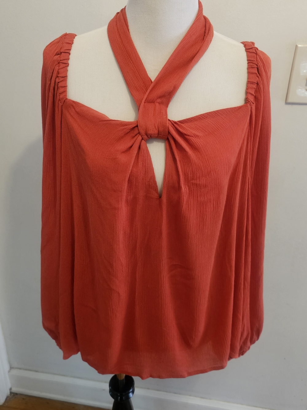 Eloquii Coral Knot-Neck Top | NWT